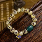 Swastika Carved Bone Bracelet Cloisonne Gau Box Turquoise