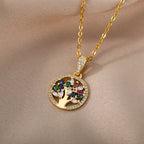 Tree of Life Gold-Plated Energy Necklace | Multicolor Stones