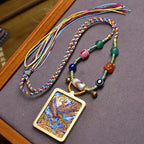 Tibetan Nine Purple Fire Phoenix Thangka Amulet Necklace