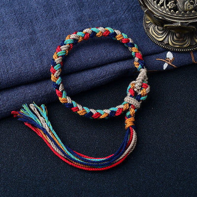 Tibetan Rope Bracelet - Colorful Prayer Beads Meditation Tassel