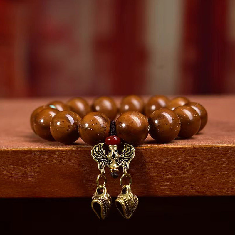 Purple Gold Rat Three Eye Bodhi Bracelet Angel Wing Charm