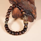 Natural Thunder Strike Wood Pixiu Feng Shui Bracelet - Wealth Protection Evil Ward Off Good Luck Prayer Beads