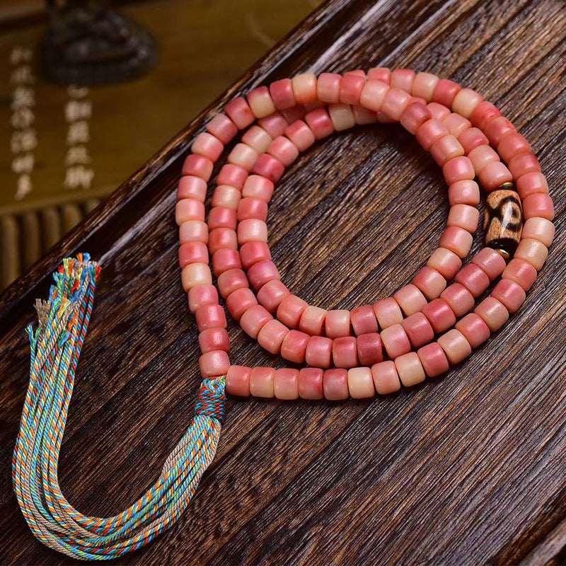 Tibetan Half-Blood Camel Bone Barrel Beads Prayer Bracelet