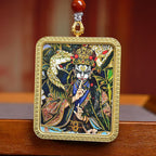 Tibetan White Crane Child Thangka Amulet Agate Turquoise Necklace