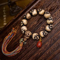 Tibetan Charnel Ground Skull Bracelet Camel Bone Carved Beads