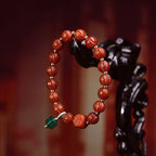 Red Agate Melon Beads Bracelet Malachite Charm