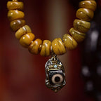 Yak Bone Barrel Beads Bracelet Dzi Sherpa Glass Agate Charm