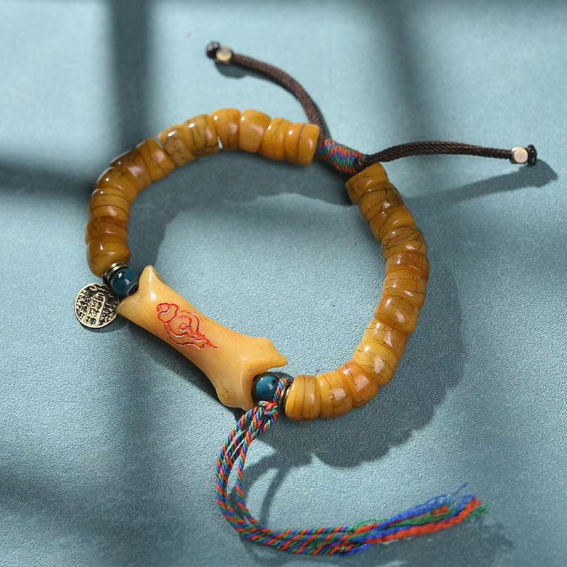Camel Bone Barrel Beads Bracelet Conch Auspicious Cloud Charm