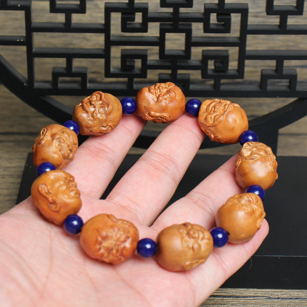 Carved Character Wood Artistic Figure Bracelet