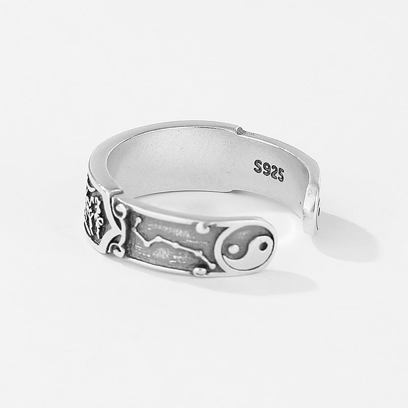 Taoist Talisman Silver Protection Ring | 925 Sterling Silver Feng Shui