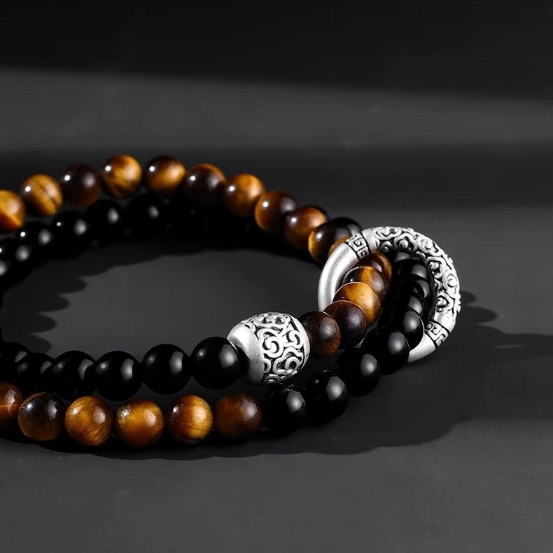 Layered Bracelet Shield - Dual Stone Circle Guardian Defense