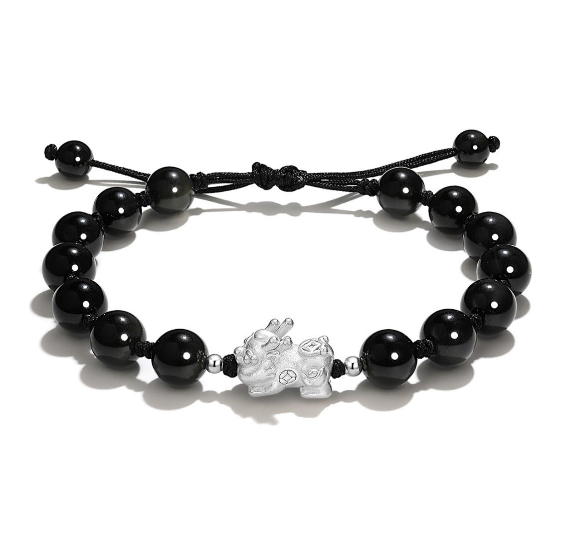 Baiyun Temple Silver Pixiu Rose Quartz Prosperity Bracelet | Wealth