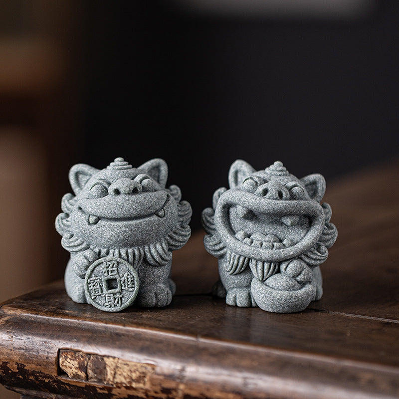 Taiji Aura Bluestone Guardian Lion Décor | Feng Shui Protection