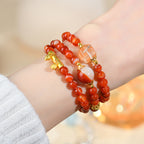 Three-Layer Agate Lotus Root Meditation Energy Bracelet | Natural