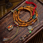 Tibetan Camel Bone Prayer Beads - Thangka Gau Box Turquoise Agate