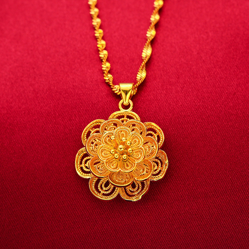 Golden Blossoming Prosperity Energy Pendant Necklace | Feng Shui