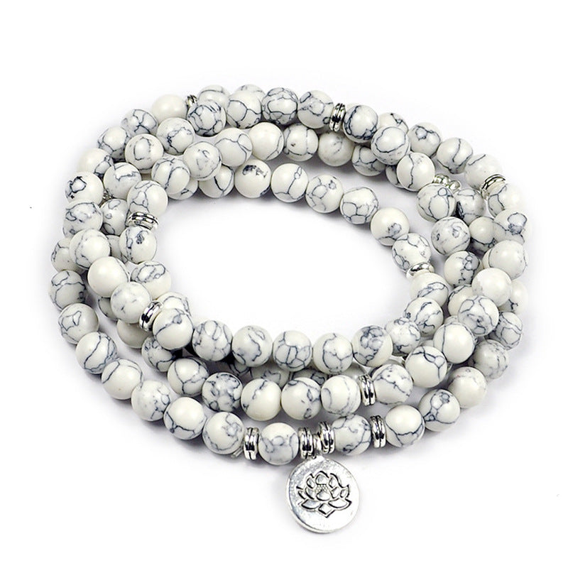 White Green Turquoise Meditation Energy Bracelet | Natural Stone