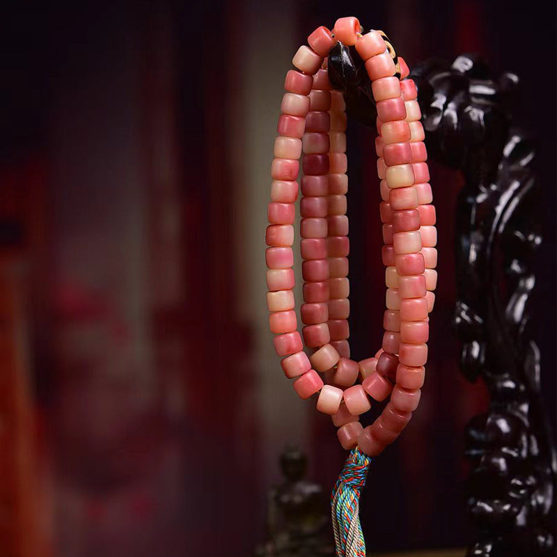 Tibetan Half-Blood Camel Bone Barrel Beads Prayer Bracelet