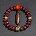 Dzi Bead Eye Pattern Agate Sacred Pendant Bracelet