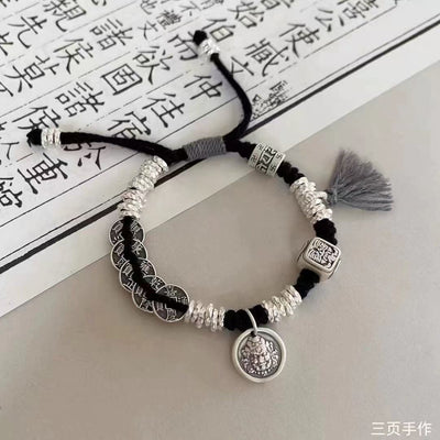 Tibetan Couple Bracelet Set - Pixiu Prayer Wheel Mala