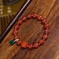 Red Agate Melon Beads Bracelet Malachite Charm