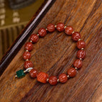 Red Agate Melon Beads Bracelet Malachite Charm