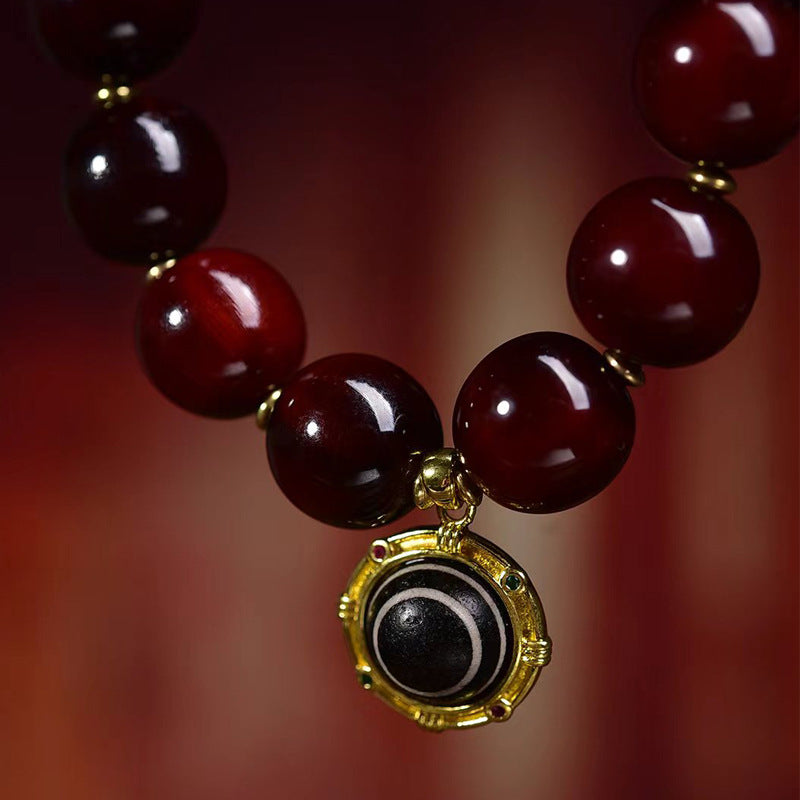 Golden Armor Blood Turtle Agate Bracelet Inlaid Evil Eye Charm
