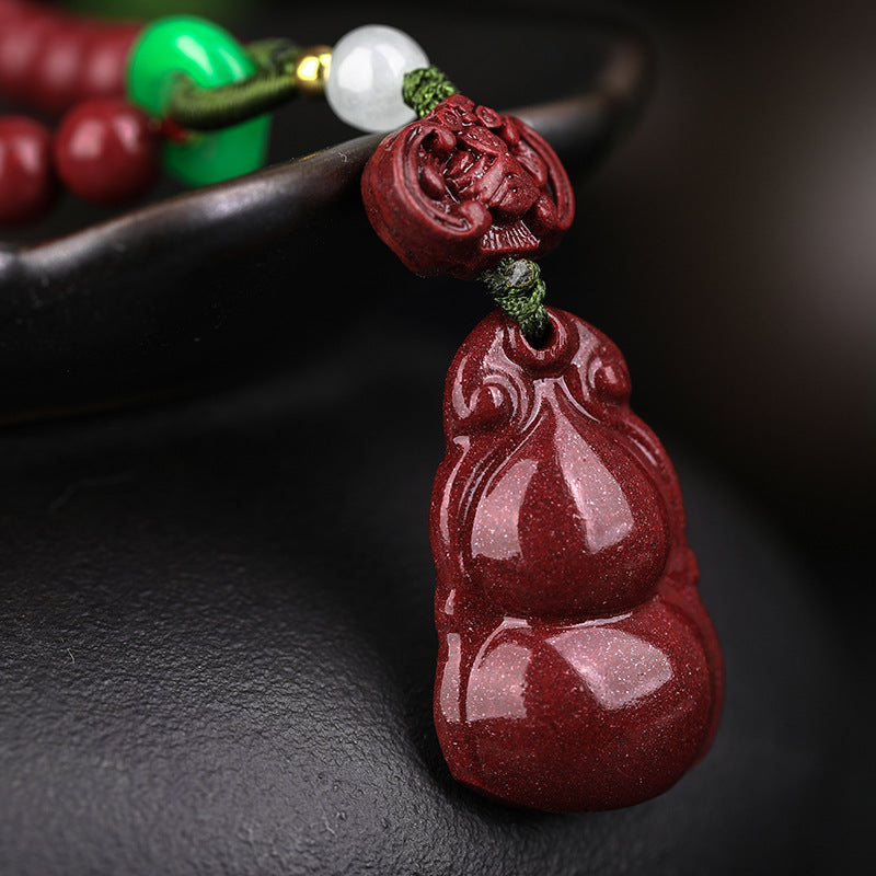 Cinnabar Gourd Pendant Fortune Protection Necklace