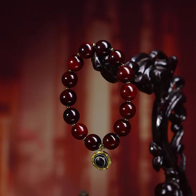 Golden Armor Blood Turtle Agate Bracelet Inlaid Evil Eye Charm