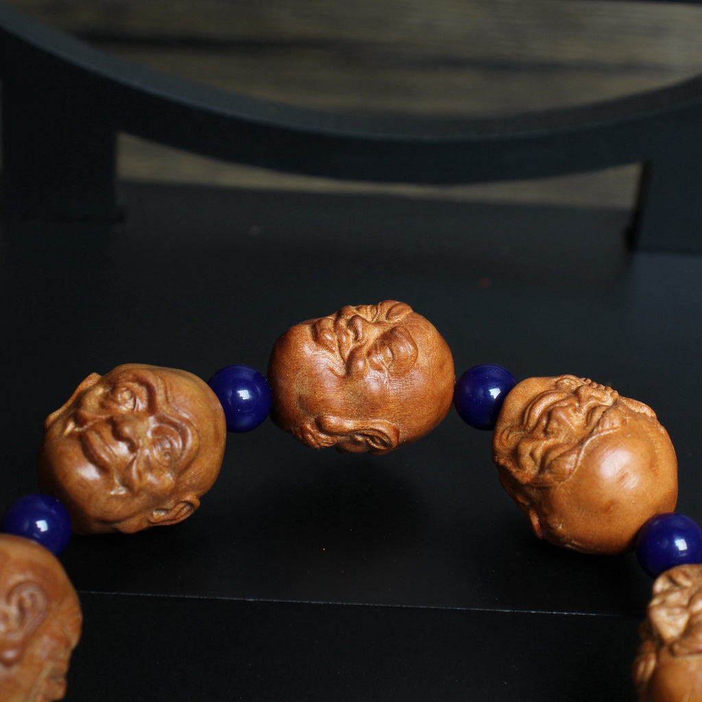 Carved Character Wood Artistic Figure Bracelet