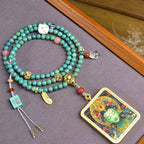 Tibetan Hand-Painted Green Tara Thangka Amulet Necklace
