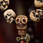 Tibetan Charnel Ground Skull Bracelet Camel Bone Carved Beads
