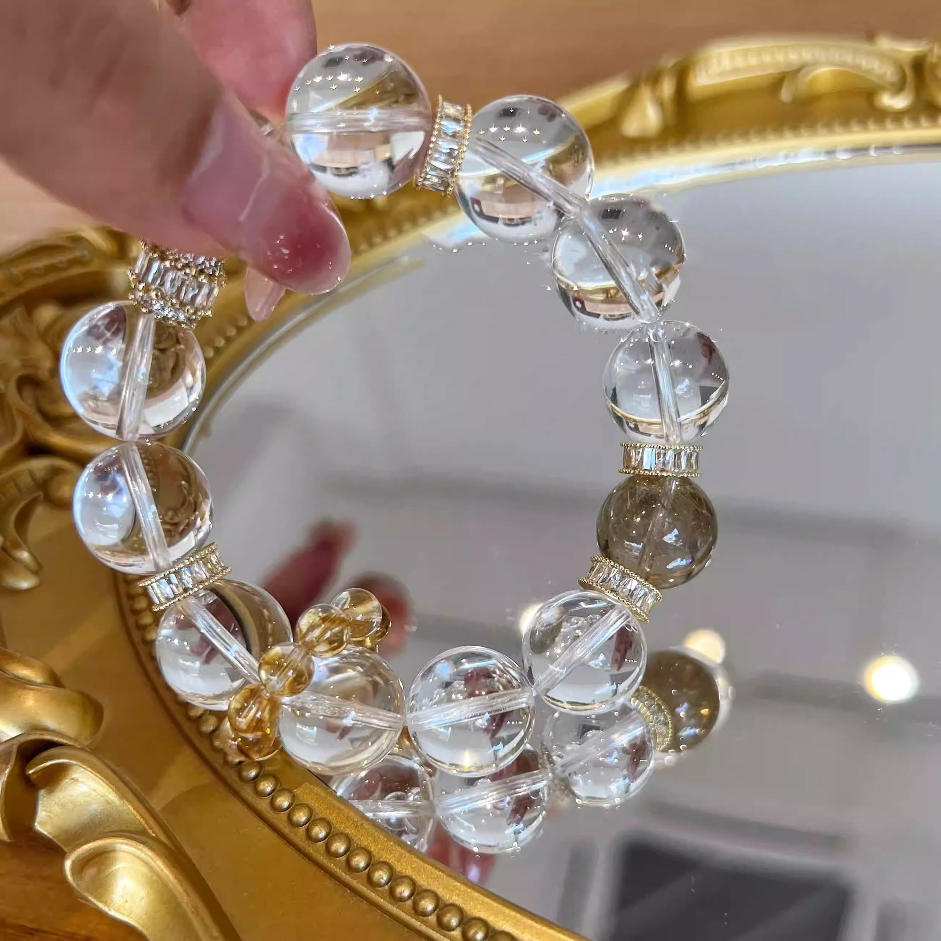 Energy Cleansing Clear Smoky Quartz Grounding Bracelet