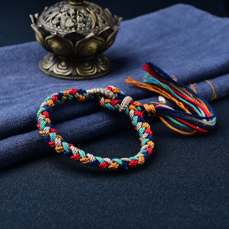 Authentic Tibetan Colorful Rope Bracelet Women - Handmade Prayer Beads Mala Meditation Healing Protection Jewelry
