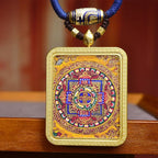 Tibetan Mandala Thangka Amulet - Agate Copper Vase Dzi Necklace