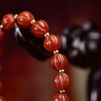 Red Agate Melon Beads Bracelet Malachite Charm