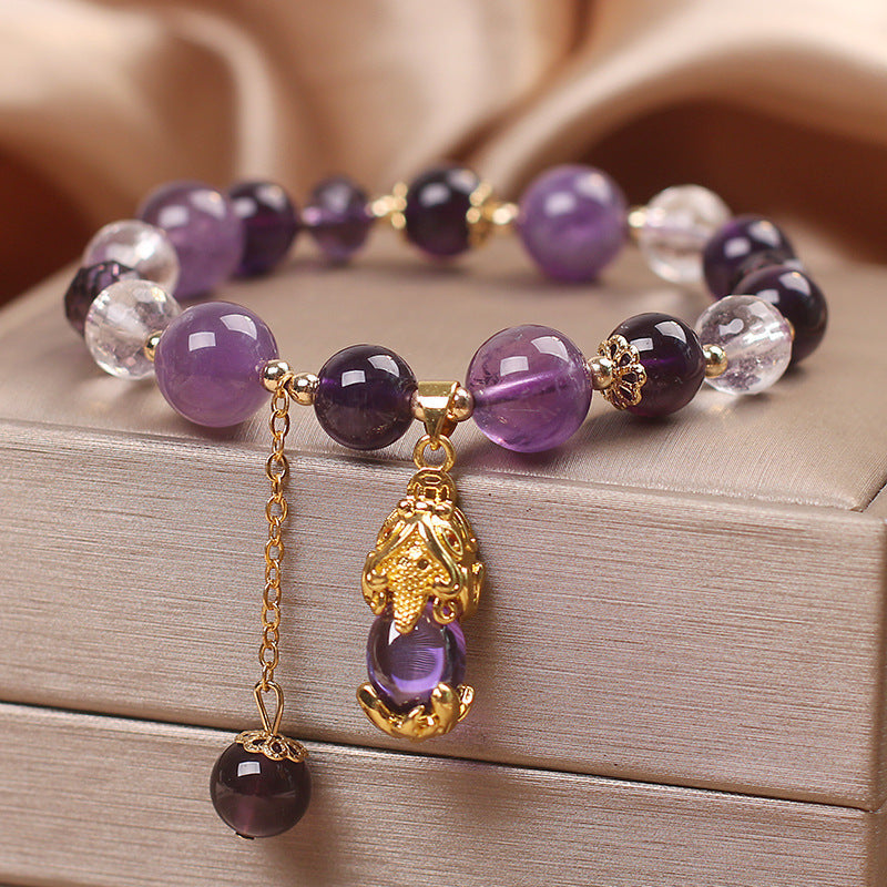 Amethyst Pixiu Protective Energy Bracelet | Gold Plated Guardian