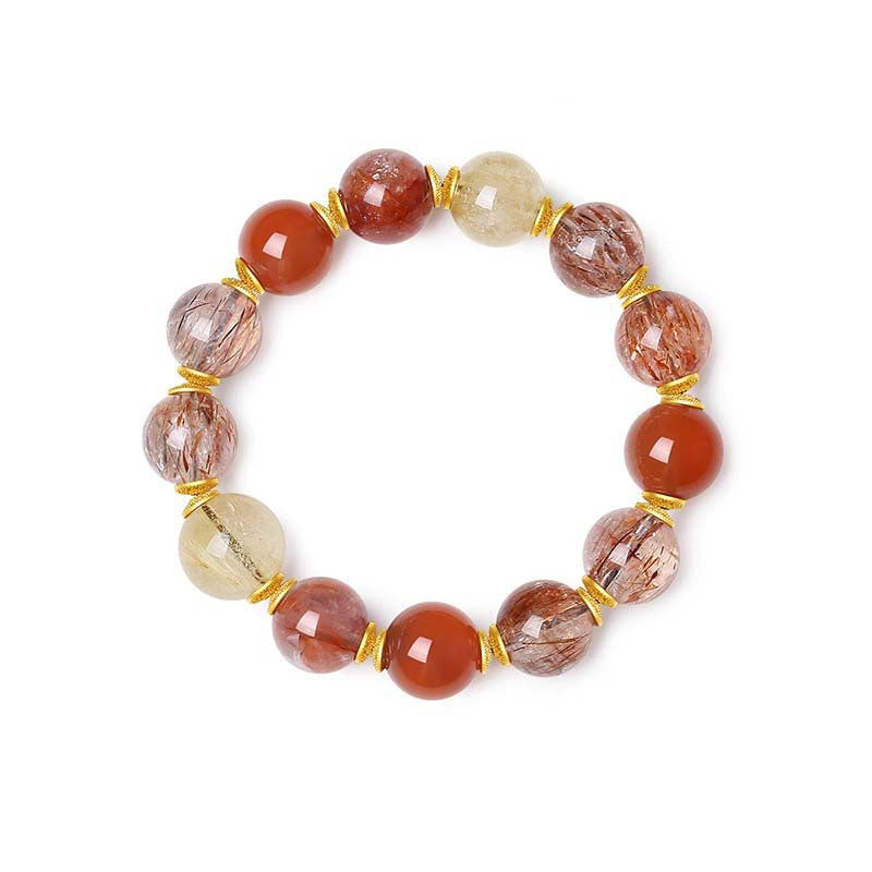 Full circular view of a Taoist blessed good luck energy bracelet for women on a white background