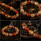 Taoist Kaiguang good luck bracelet displayed with traditional altar symbols and incense