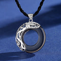 Black Agate Koi KaiGuang Necklace Silver Dragon Pattern Taoist Consecrated Love Protection Women