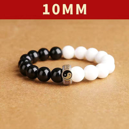 black obsidian yin yang bracelet 10mm bead size taoist kaiguang consecrated energy balance