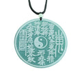 natural blue-green jade Shan-Gui coin pendant with yin yang talisman taoist kaiguang amulet evil ward protection