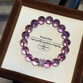 Natural purple Brazilian amethyst bracelet with silver bow for fortune transformation
