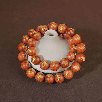 Calming Heart Mantra 32-Bead Bracelet in Thunderstruck Wood