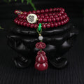 108 purple cinnabar beads with Wu Lou pendant for Fulu blessings.