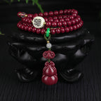 108 purple cinnabar beads with Wu Lou pendant for Fulu blessings.