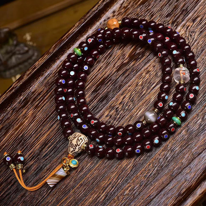 108 Star Moon Bodhi beads with cinnabar inlay for luck reset.
