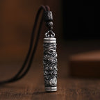 dragon cylinder pendant taoist kaiguang evil ward protection dragon carving relief dark background