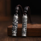 dragon fu cylinder pendant taoist kaiguang evil ward protection two variants dragon carving fu character dark background