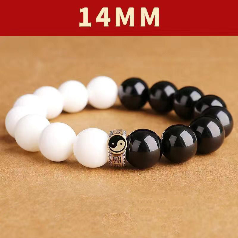 feng shui bracelet 14mm bead size yin yang bracelet with larger obsidian and white turquoise beads